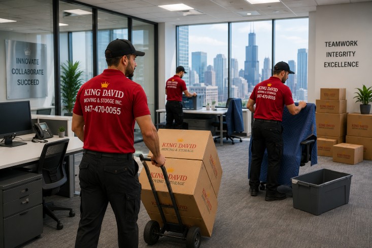 Chicago customer reviewing a written moving estimate with a professional mover